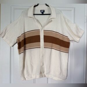 Lands' End Cream Knit Short Sleeve Shirt